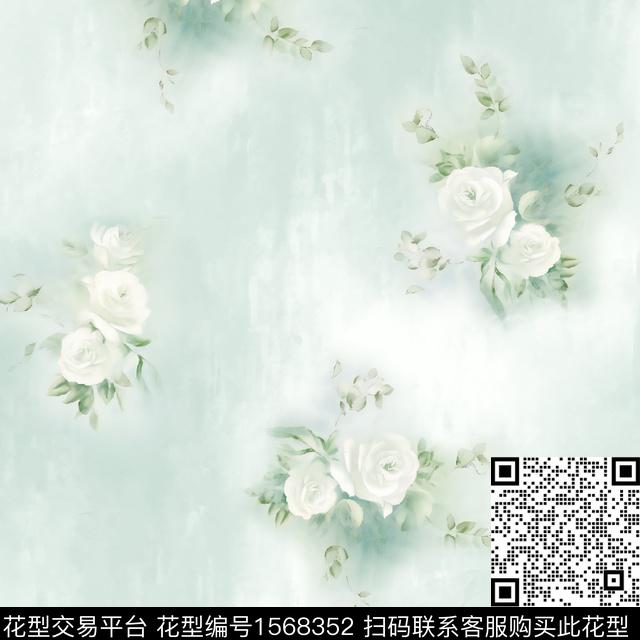 花卉渐变水彩数码印花华亿平台下载（图片编号: 1568352） - 瓦栏（Walan）