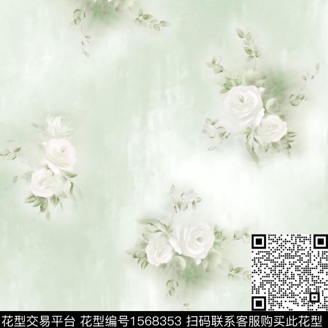 花卉渐变女装数码印花华亿平台下载（图片编号: 1568353） - 瓦栏（Walan）