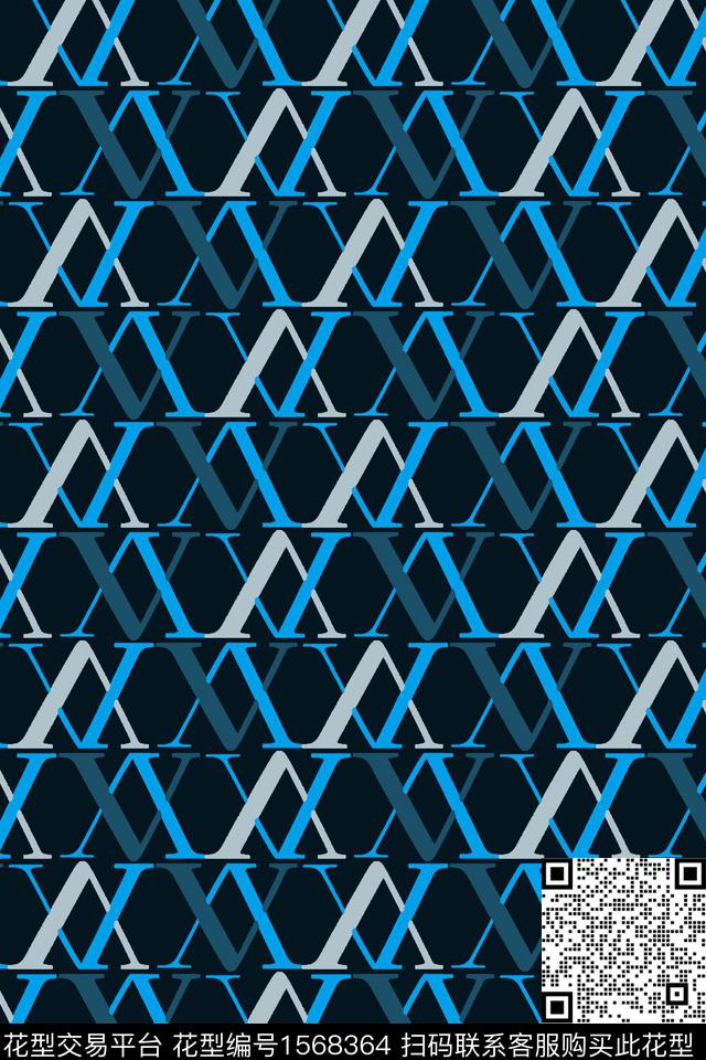 字母连续趣味传统印花华亿平台下载（图片编号: 1568364） - 瓦栏（Walan）