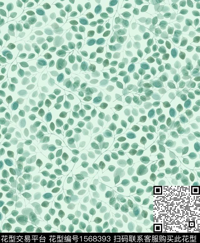 叶子小碎花影花数码印花华亿平台下载（图片编号: 1568393） - 瓦栏（Walan）