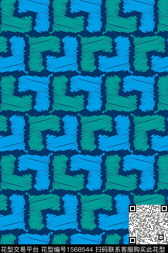 几何拼接线条数码印花华亿平台下载（图片编号: 1568544） - 瓦栏（Walan）
