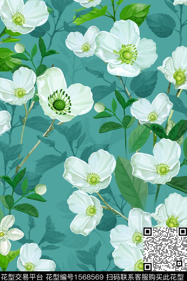 花卉大花影花数码印花华亿平台下载（图片编号: 1568569） - 瓦栏（Walan）