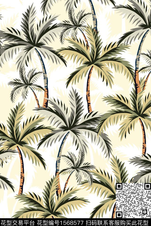 椰子树植物热带华亿平台传统印花华亿平台下载（图片编号: 1568577） - 瓦栏（Walan）