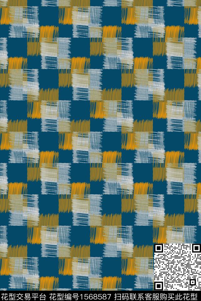衬衫格子几何数码印花华亿平台下载（图片编号: 1568587） - 瓦栏（Walan）