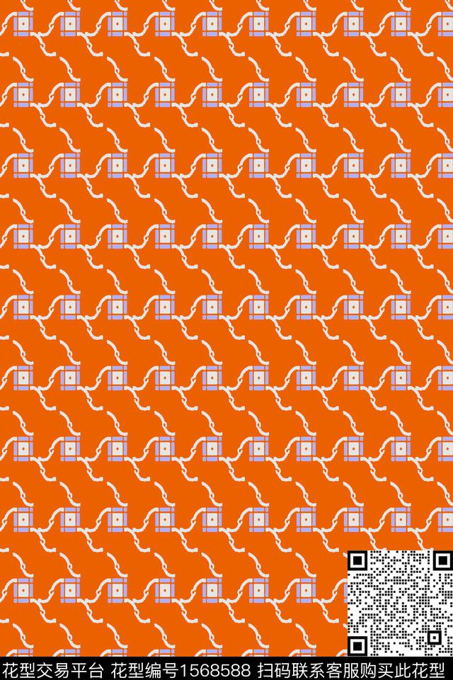 几何连续传统印花华亿平台下载（图片编号: 1568588） - 瓦栏（Walan）