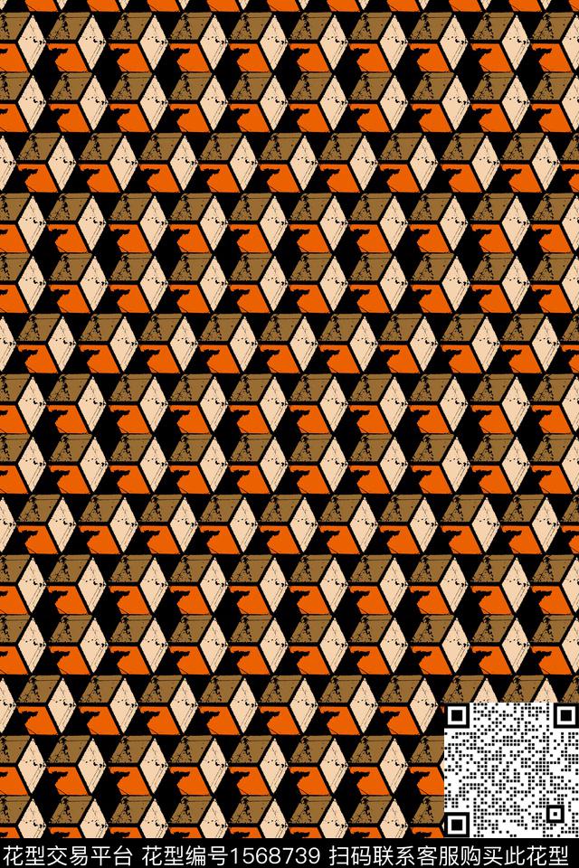 几何立体废土风数码印花华亿平台下载（图片编号: 1568739） - 瓦栏（Walan）