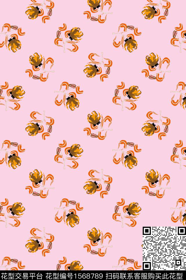 花卉抽象花卉数码印花华亿平台下载（图片编号: 1568789） - 瓦栏（Walan）