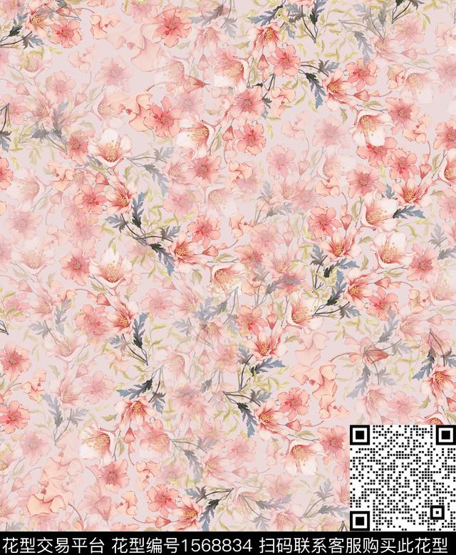 雪纺小碎花连衣裙传统印花华亿平台下载（图片编号: 1568834） - 瓦栏（Walan）