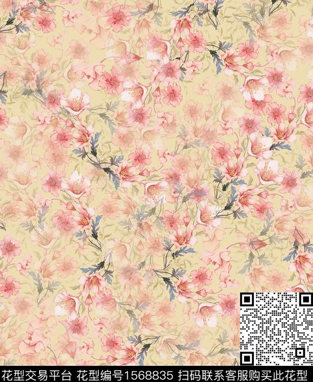 雪纺小碎花连衣裙传统印花华亿平台下载（图片编号: 1568835） - 瓦栏（Walan）