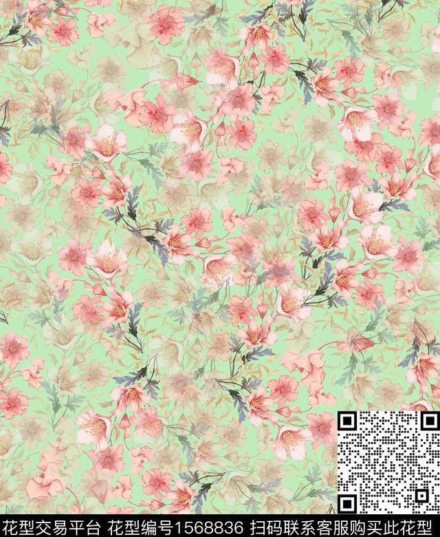 雪纺小碎花连衣裙传统印花华亿平台下载（图片编号: 1568836） - 瓦栏（Walan）