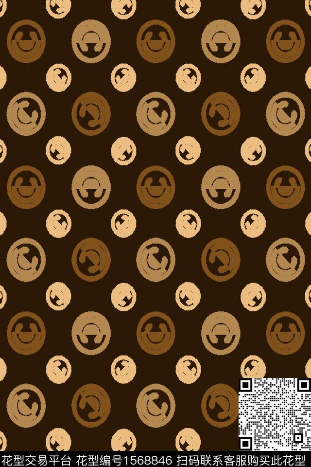 笑脸几何趣味传统印花华亿平台下载（图片编号: 1568846） - 瓦栏（Walan）