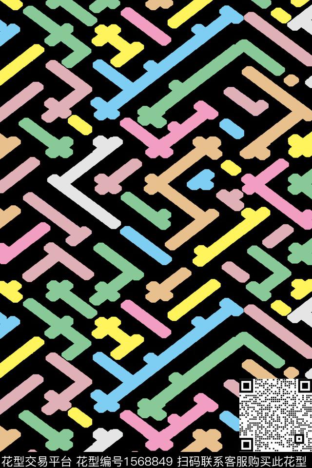 趣味条纹几何传统印花华亿平台下载（图片编号: 1568849） - 瓦栏（Walan）