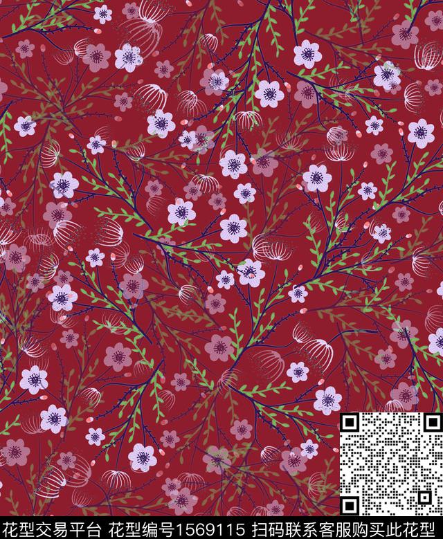 雪纺小碎花连衣裙传统印花华亿平台下载（图片编号: 1569115） - 瓦栏（Walan）