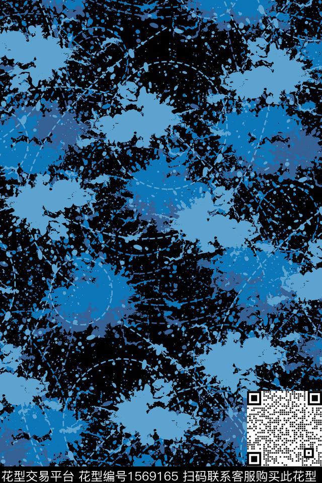 抽象线条墨迹数码印花华亿平台下载（图片编号: 1569165） - 瓦栏（Walan）