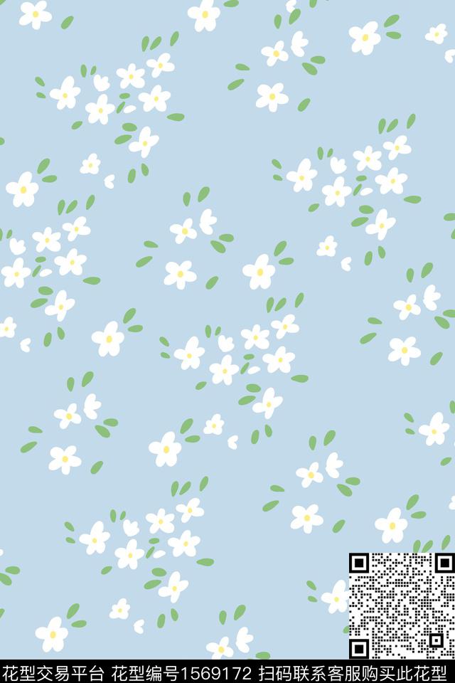 春夏华亿平台清爽底花卉小碎花数码印花华亿平台下载（图片编号: 1569172） - 瓦栏（Walan）
