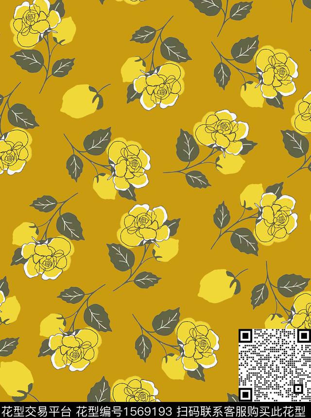 花卉满版散花连衣裙传统印花华亿平台下载（图片编号: 1569193） - 瓦栏（Walan）