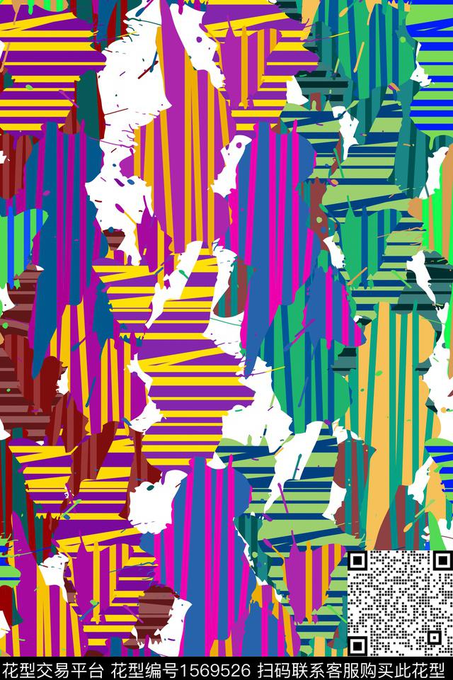 抽象条纹拼接数码印花华亿平台下载（图片编号: 1569526） - 瓦栏（Walan）