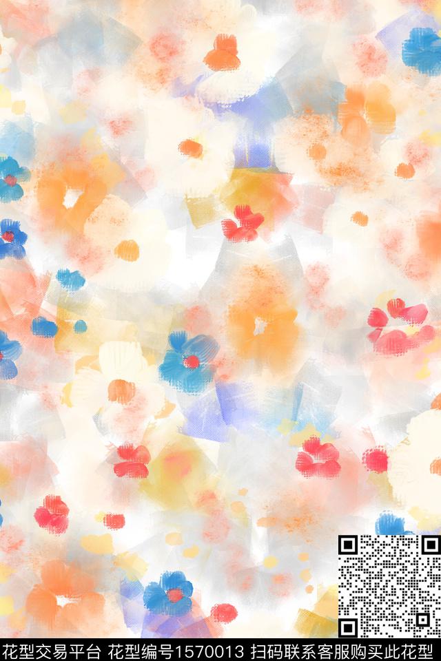 年轻女性小碎花朦胧花卉数码印花华亿平台下载（图片编号: 1570013） - 瓦栏（Walan）