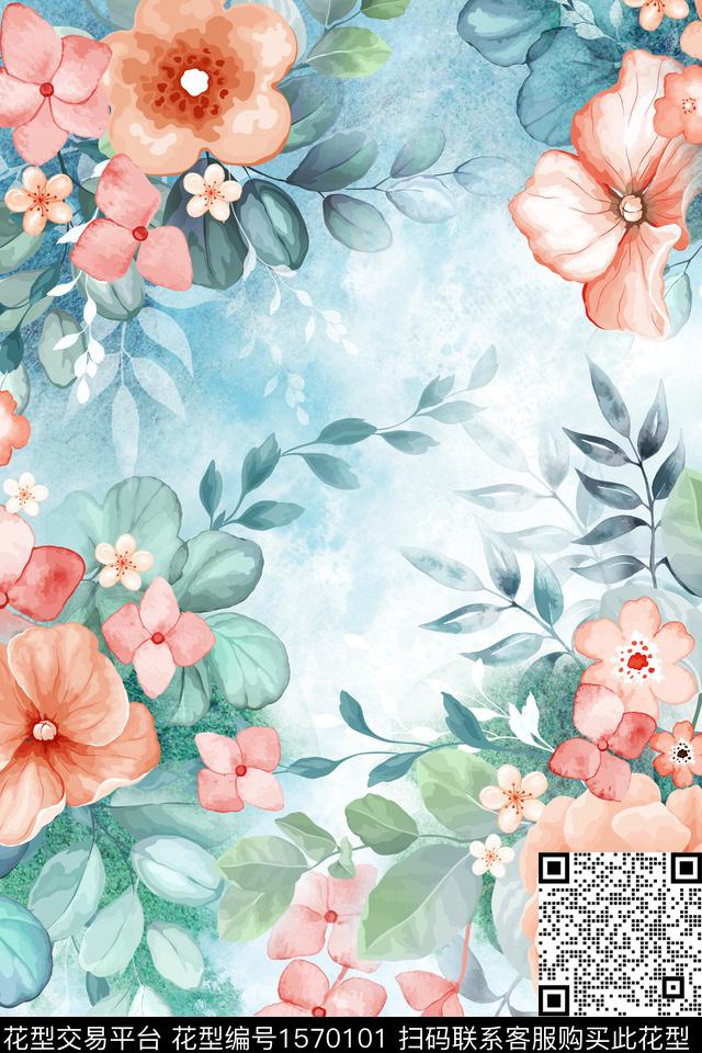 春夏华亿平台花卉大花数码印花华亿平台下载（图片编号: 1570101） - 瓦栏（Walan）