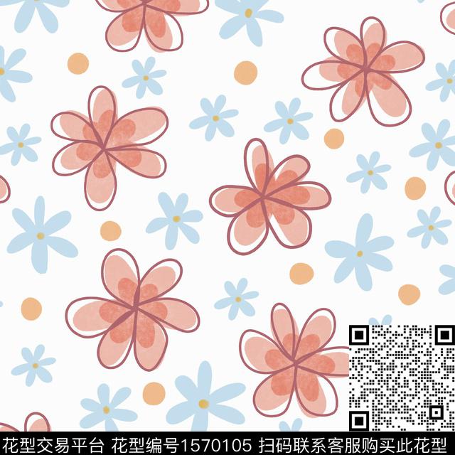 风格化花卉小清新数码华亿平台数码印花华亿平台下载（图片编号: 1570105） - 瓦栏（Walan）