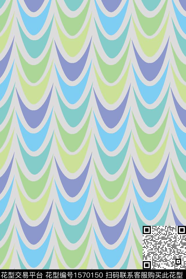 几何条纹拼色数码印花华亿平台下载（图片编号: 1570150） - 瓦栏（Walan）