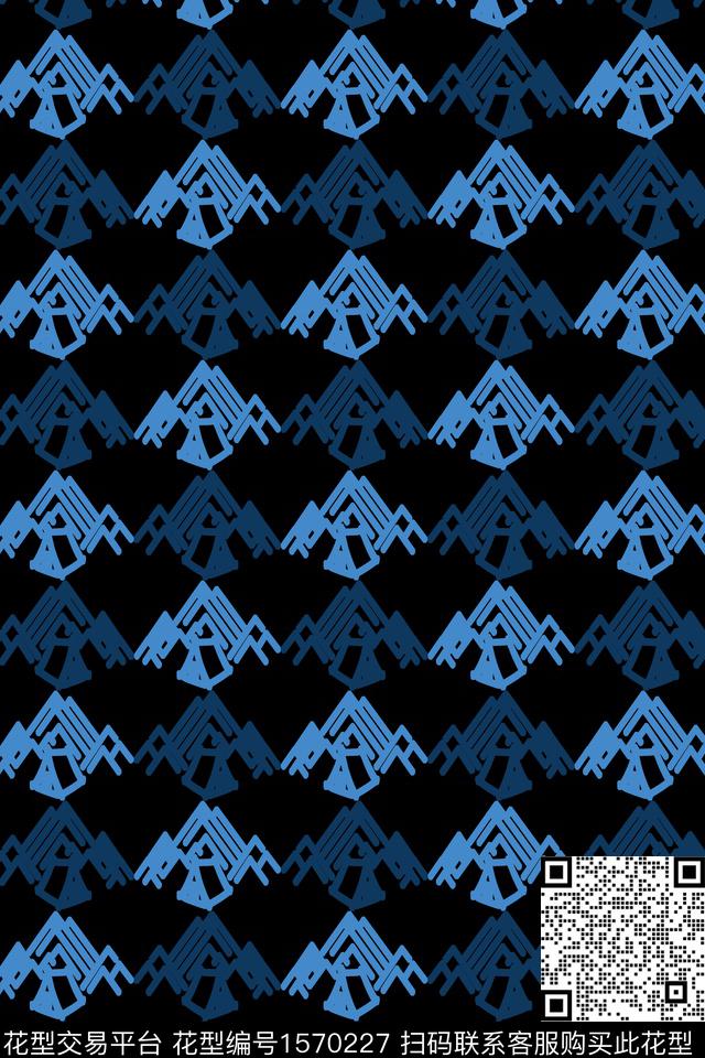 线条连续抽象传统印花华亿平台下载（图片编号: 1570227） - 瓦栏（Walan）