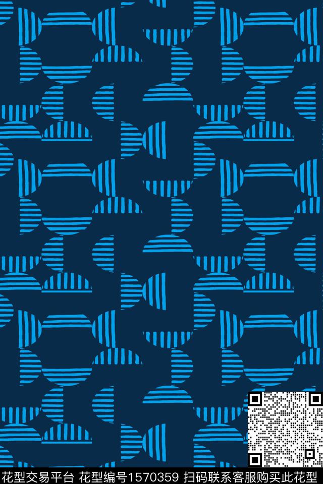 几何蓝色条纹传统印花华亿平台下载（图片编号: 1570359） - 瓦栏（Walan）