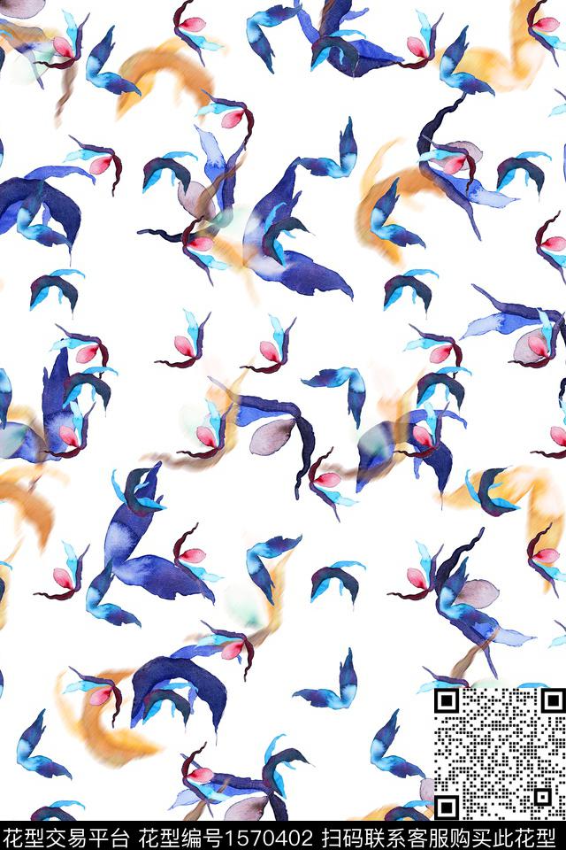 水彩抽象花卉数码印花华亿平台下载（图片编号: 1570402） - 瓦栏（Walan）