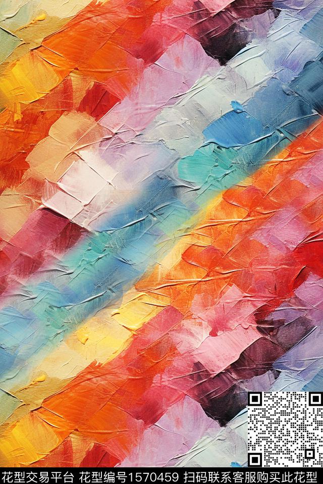 真丝抽象油画肌理数码印花华亿平台下载（图片编号: 1570459） - 瓦栏（Walan）