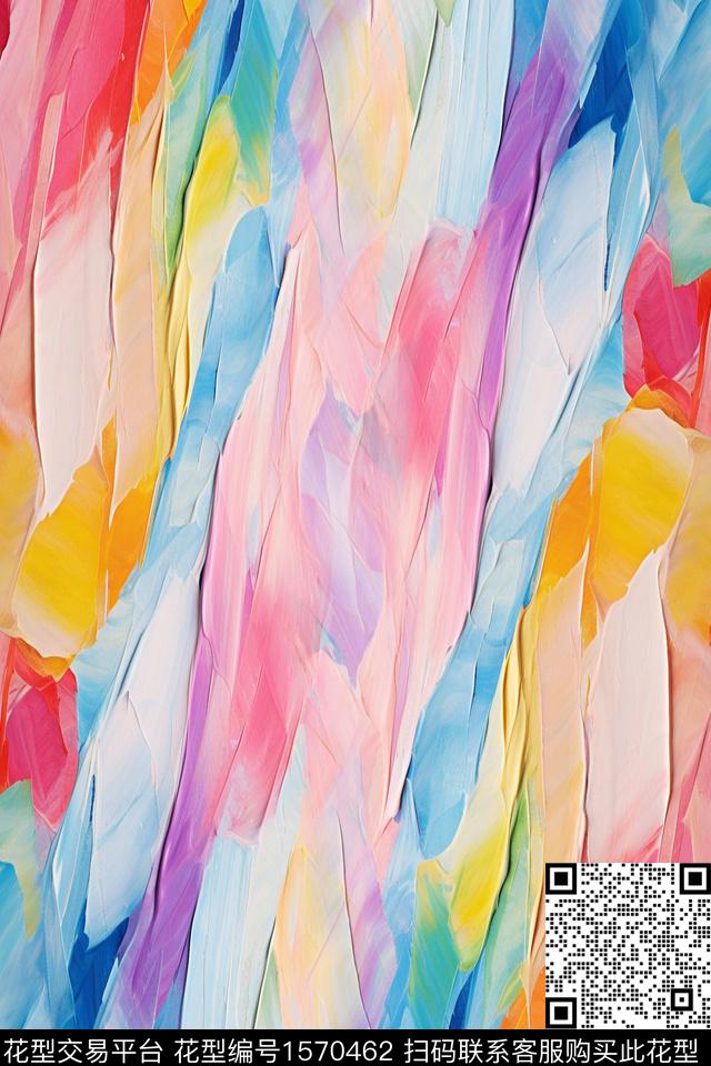 真丝抽象油画肌理数码印花华亿平台下载（图片编号: 1570462） - 瓦栏（Walan）