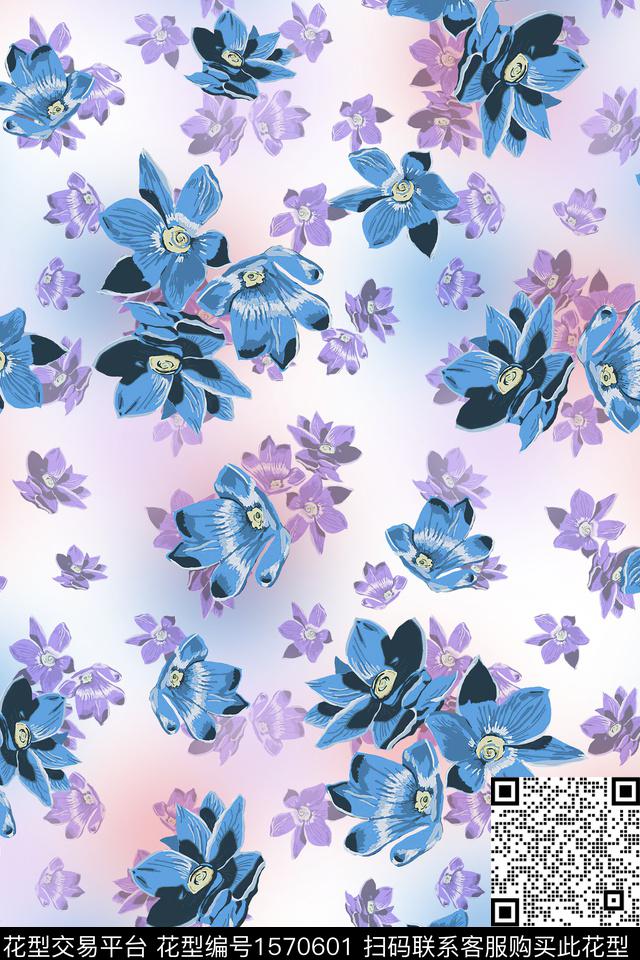 花卉底纹数码印花华亿平台下载（图片编号: 1570601） - 瓦栏（Walan）