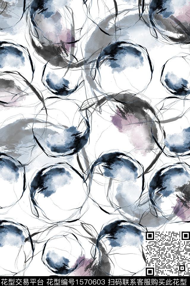 抽象水墨水墨风数码印花华亿平台下载（图片编号: 1570603） - 瓦栏（Walan）