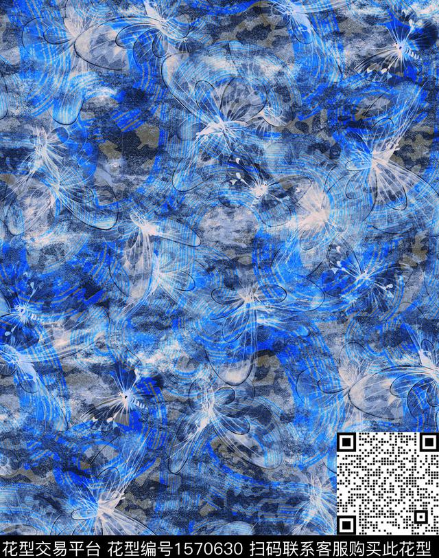 抽象肌理蝴蝶数码印花华亿平台下载（图片编号: 1570630） - 瓦栏（Walan）