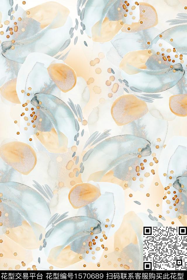 抽象水彩年轻女装数码印花华亿平台下载（图片编号: 1570689） - 瓦栏（Walan）