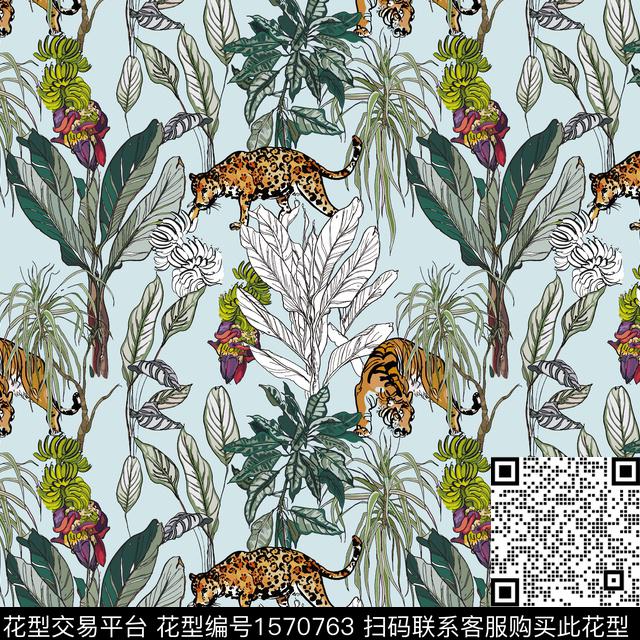 动物老虎数码印花华亿平台下载（图片编号: 1570763） - 瓦栏（Walan）