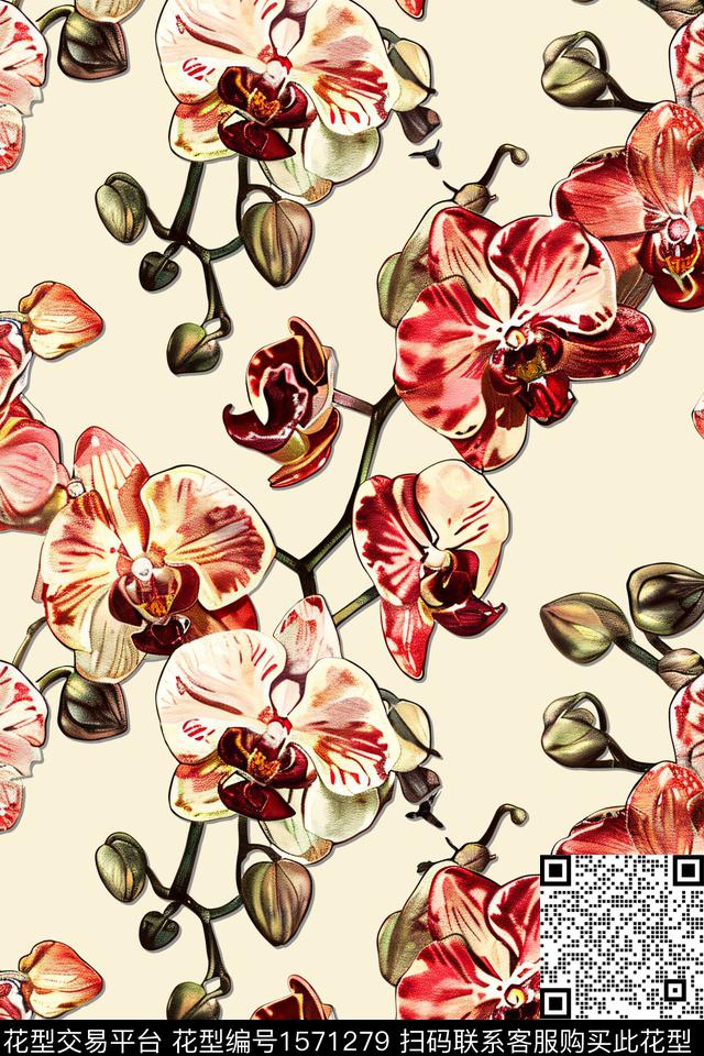 花卉清爽花卉阴影数码印花华亿平台下载（图片编号: 1571279） - 瓦栏（Walan）