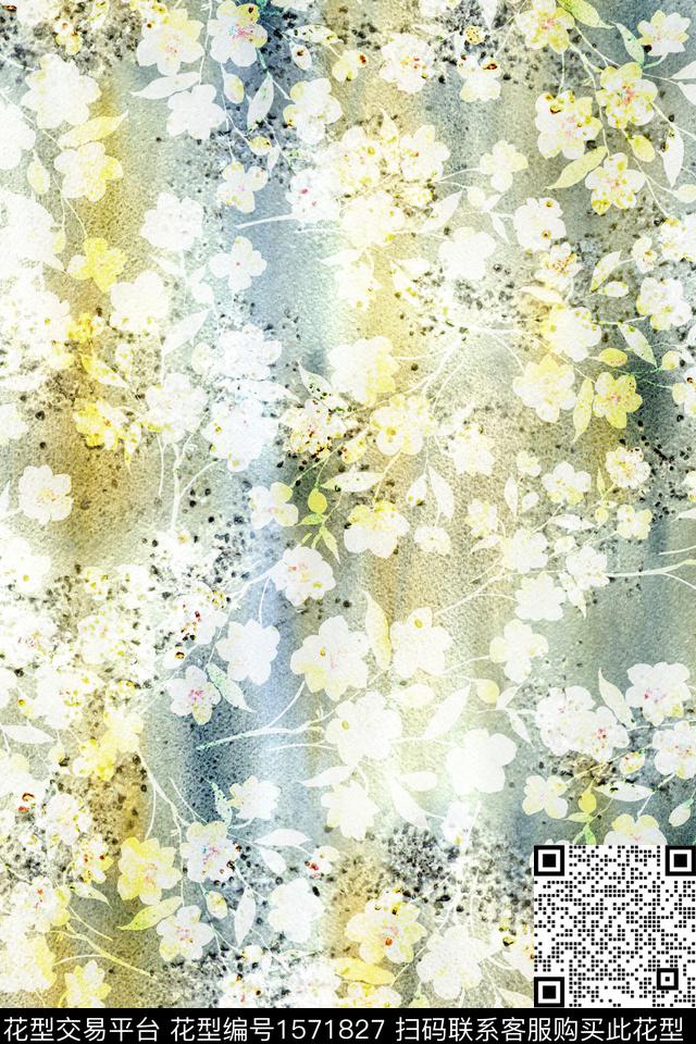 底纹花卉晕染肌理数码印花华亿平台下载（图片编号: 1571827） - 瓦栏（Walan）