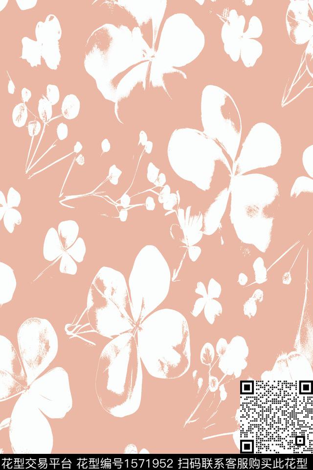 花卉负色满版散花数码印花华亿平台下载（图片编号: 1571952） - 瓦栏（Walan）