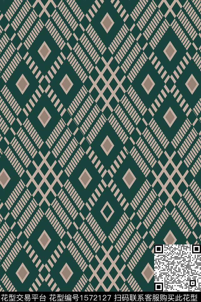 线条格子几何传统印花华亿平台下载（图片编号: 1572127） - 瓦栏（Walan）