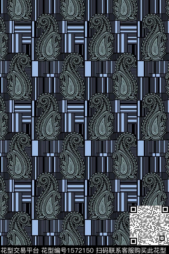 民族风佩斯利几何数码印花华亿平台下载（图片编号: 1572150） - 瓦栏（Walan）