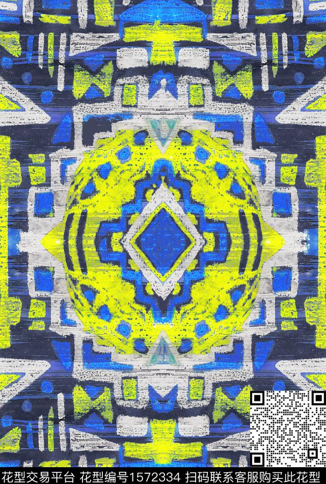 抽象民族风几何数码印花华亿平台下载（图片编号: 1572334） - 瓦栏（Walan）