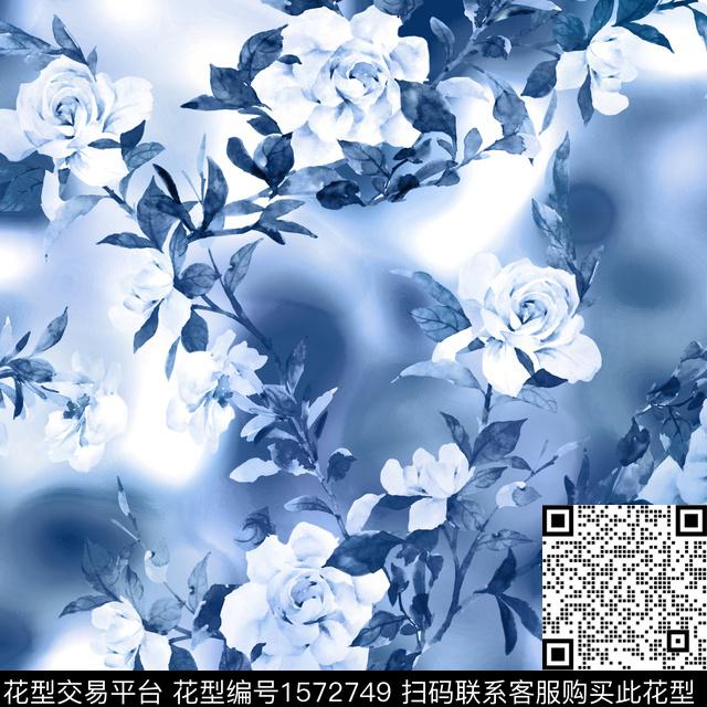 花卉渐变复古数码印花华亿平台下载（图片编号: 1572749） - 瓦栏（Walan）