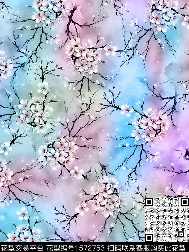 渐变旗袍炫彩数码印花华亿平台下载（图片编号: 1572753） - 瓦栏（Walan）