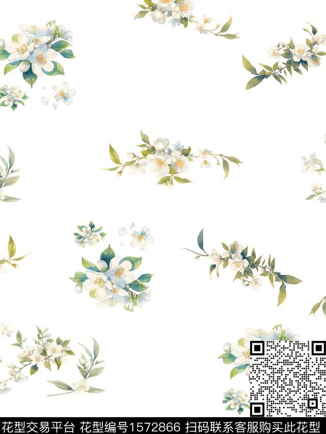 春夏华亿平台小清新花卉数码印花华亿平台下载（图片编号: 1572866） - 瓦栏（Walan）