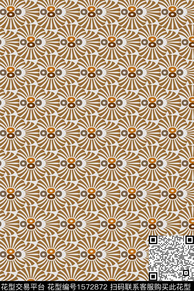 几何花卉几何连续传统印花华亿平台下载（图片编号: 1572872） - 瓦栏（Walan）