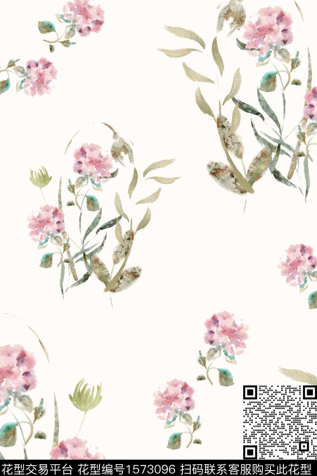 清爽花卉满版散花数码印花华亿平台下载（图片编号: 1573096） - 瓦栏（Walan）