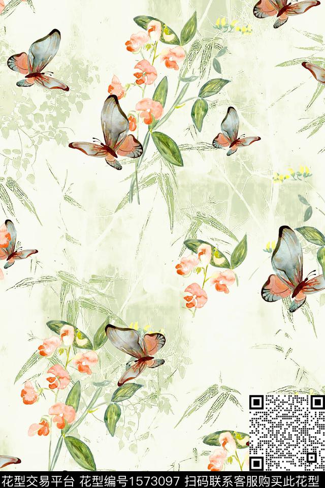 蝴蝶底纹数码印花华亿平台下载（图片编号: 1573097） - 瓦栏（Walan）