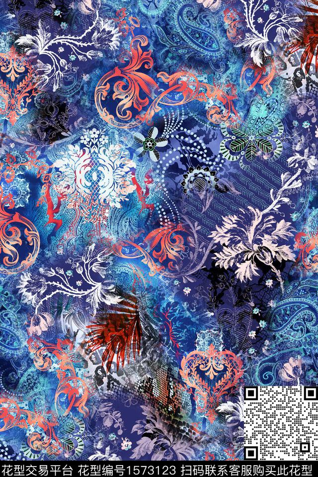 民族风复古数码印花华亿平台下载（图片编号: 1573123） - 瓦栏（Walan）