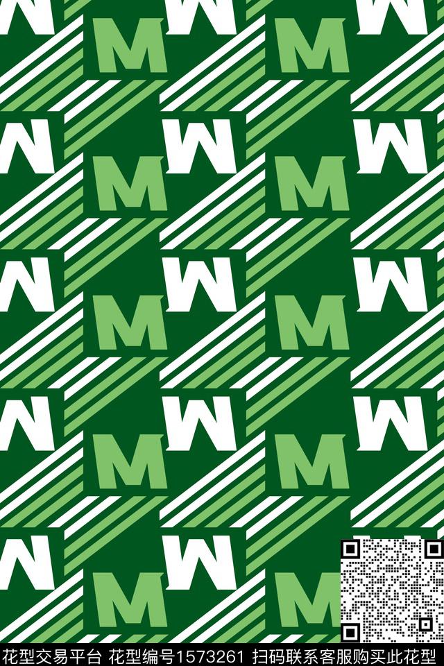 趣味条纹字母传统印花华亿平台下载（图片编号: 1573261） - 瓦栏（Walan）
