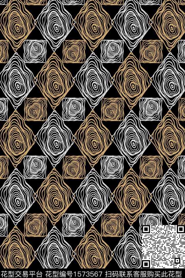 几何树轮年轮传统印花华亿平台下载（图片编号: 1573567） - 瓦栏（Walan）